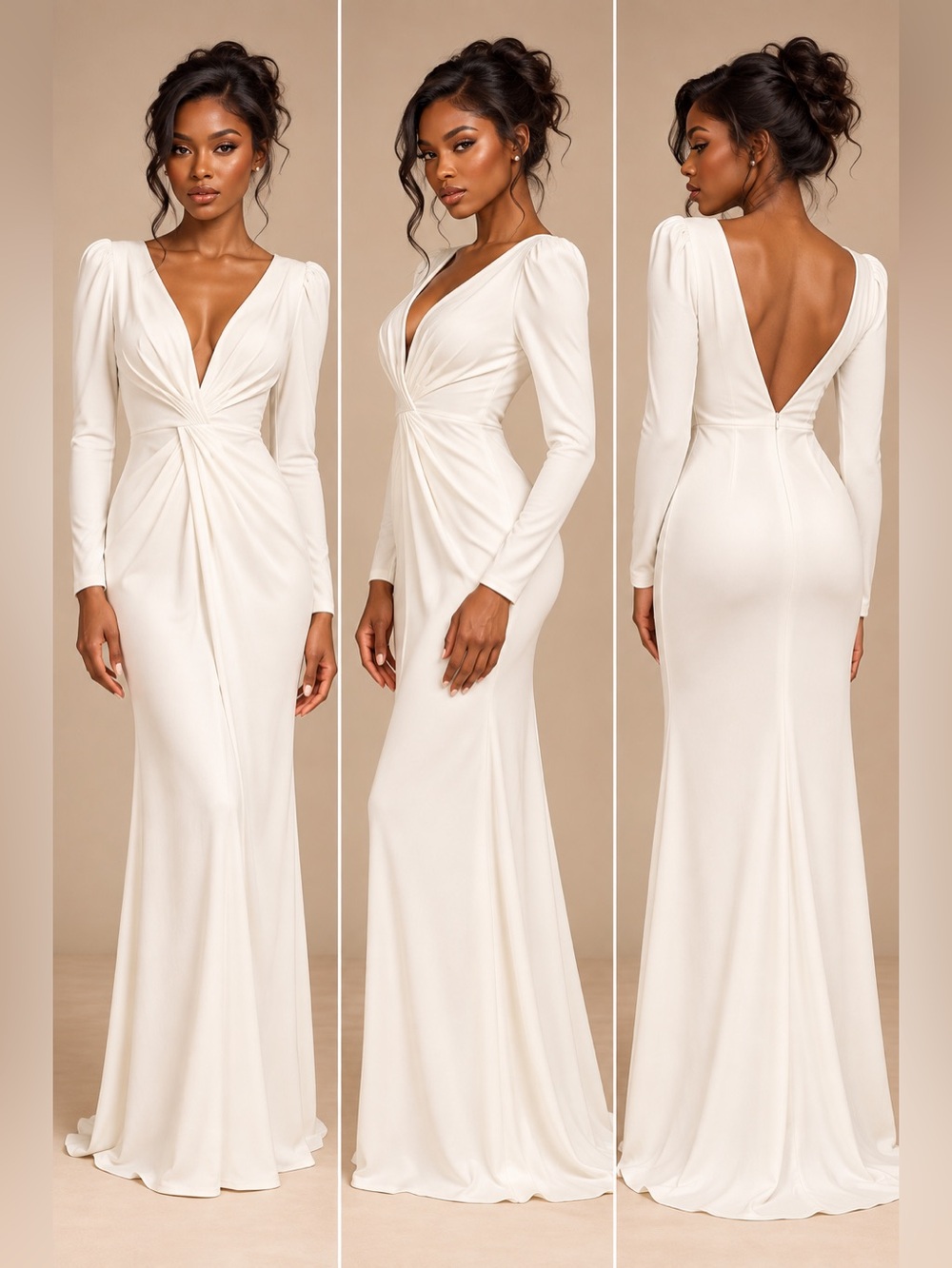 NWT-Stunning Romance White Long Sleeve Mermaid Maxi Dress